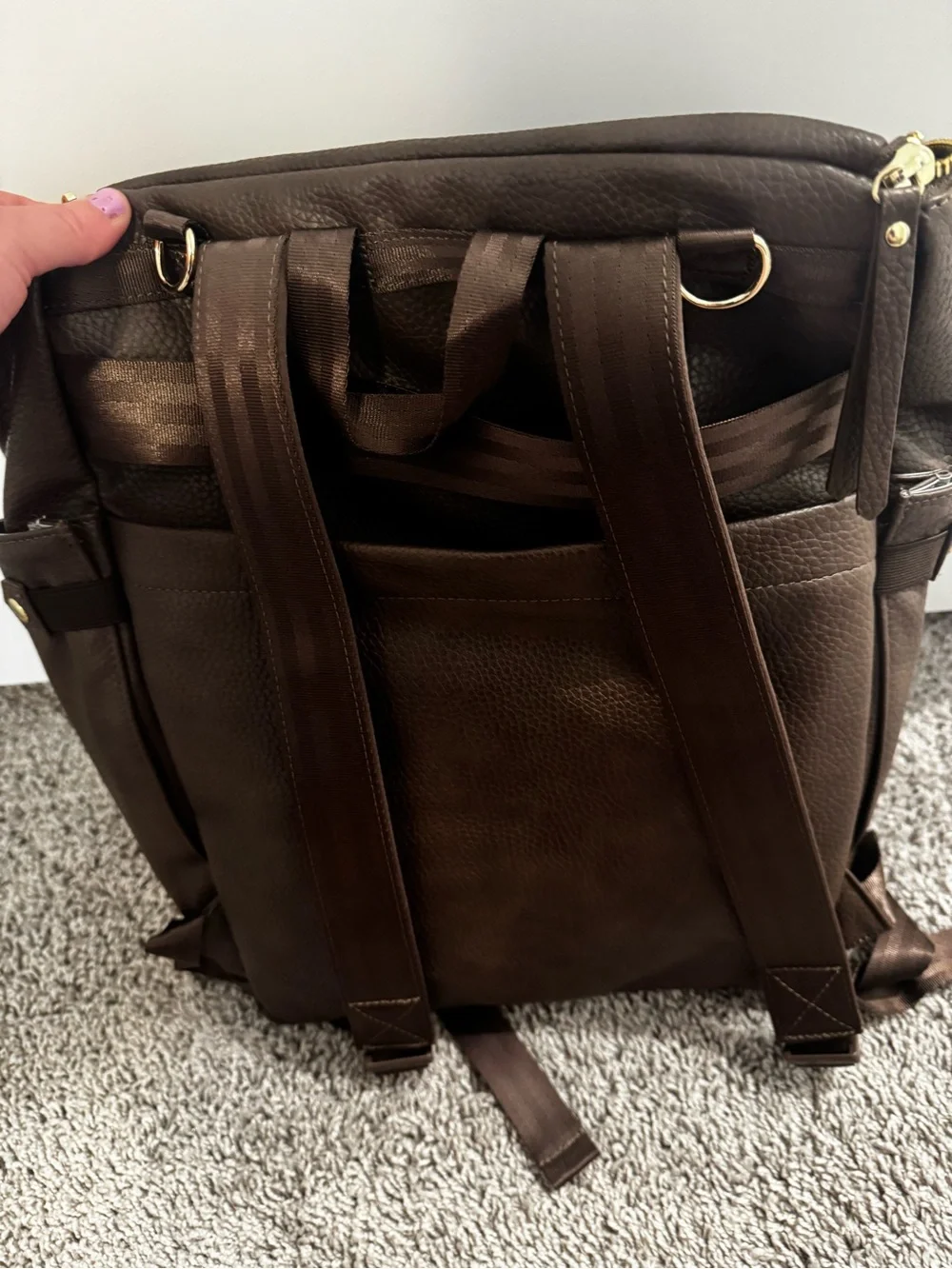 Petunia Pickle Bottom Chocolate Brown Leather Backpack